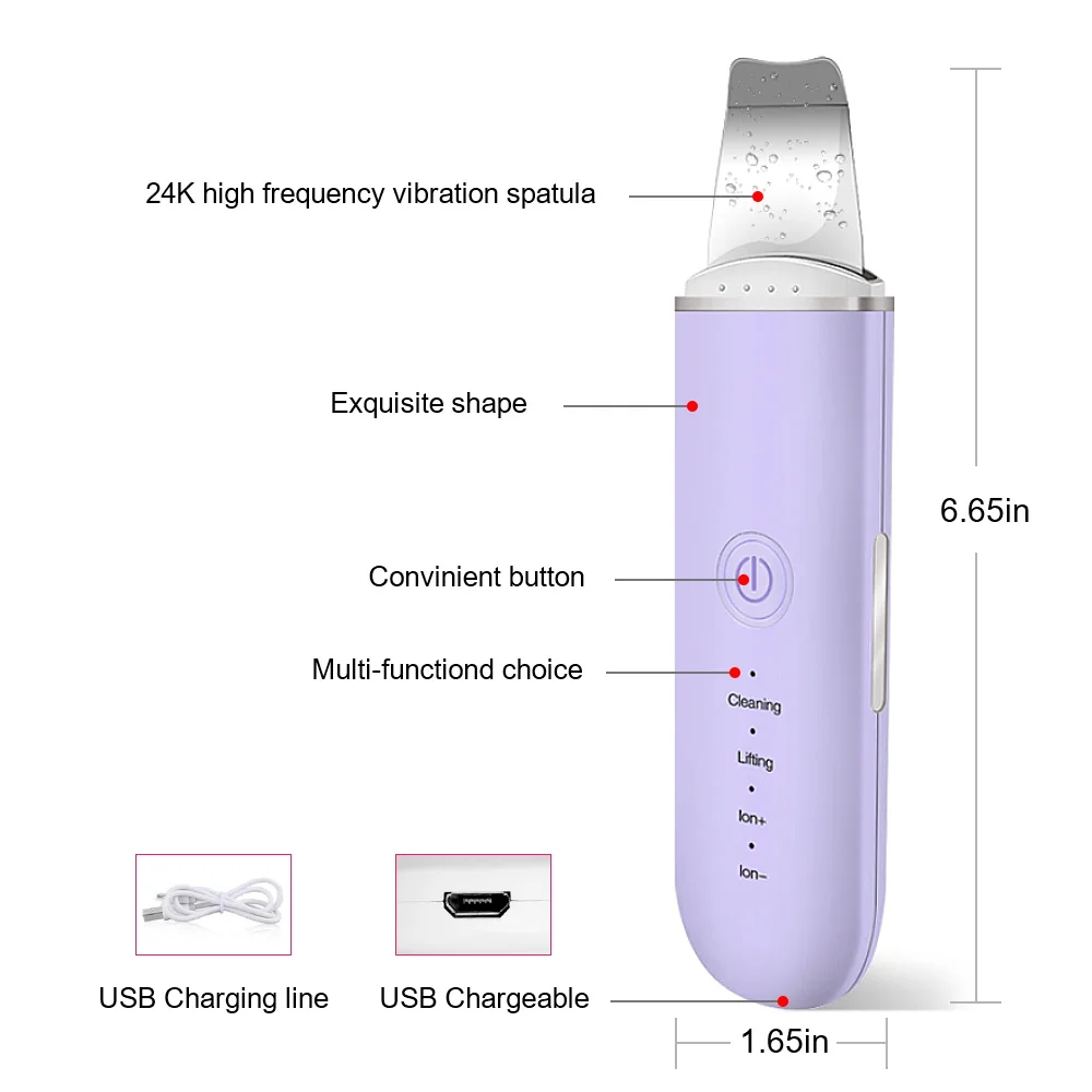 

Skin Scrubber Face Massager EMS Mesotherapy RF Radio Frequency Facial Beauty Blackhead Remover Ultrasoic Infrared