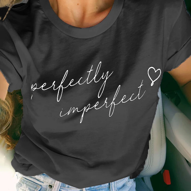 Женская белая футболка Повседневная Базовая с буквенным принтом для женщин