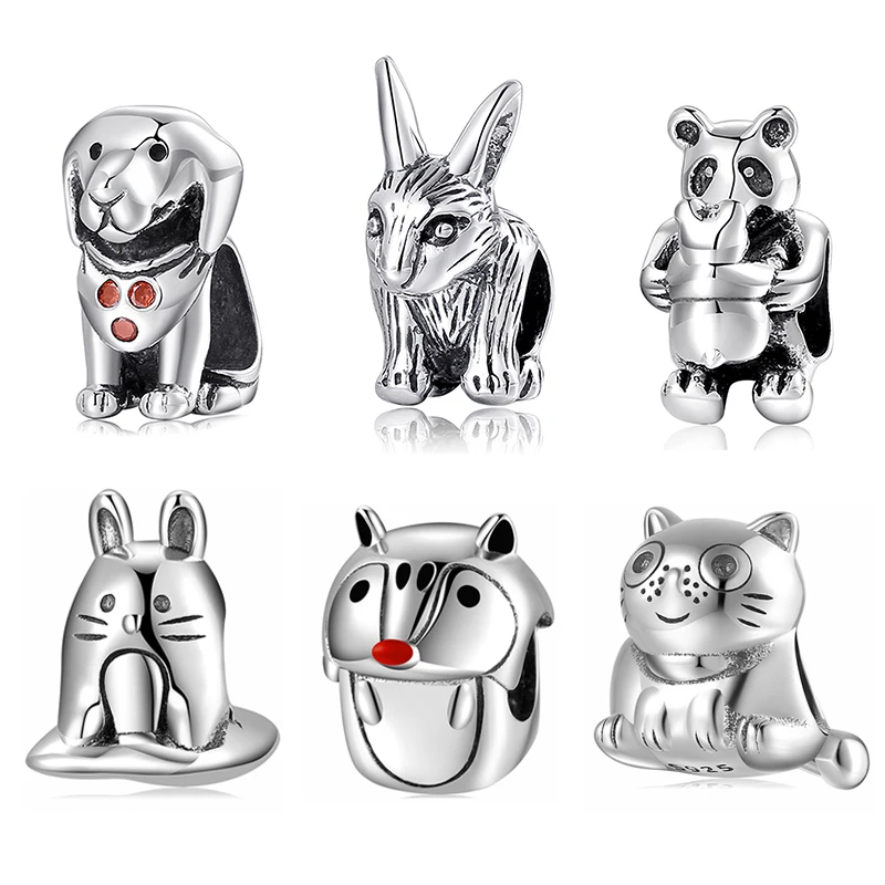 2020 Новые подлинные 925 пробы серебряные металлические бусины верный пес формы