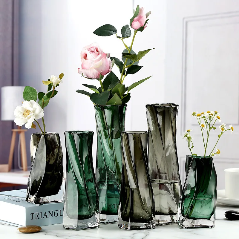

Nordic creative net red glass vase home color desktop ornaments simple living room flowers dried flowers flower arrangement