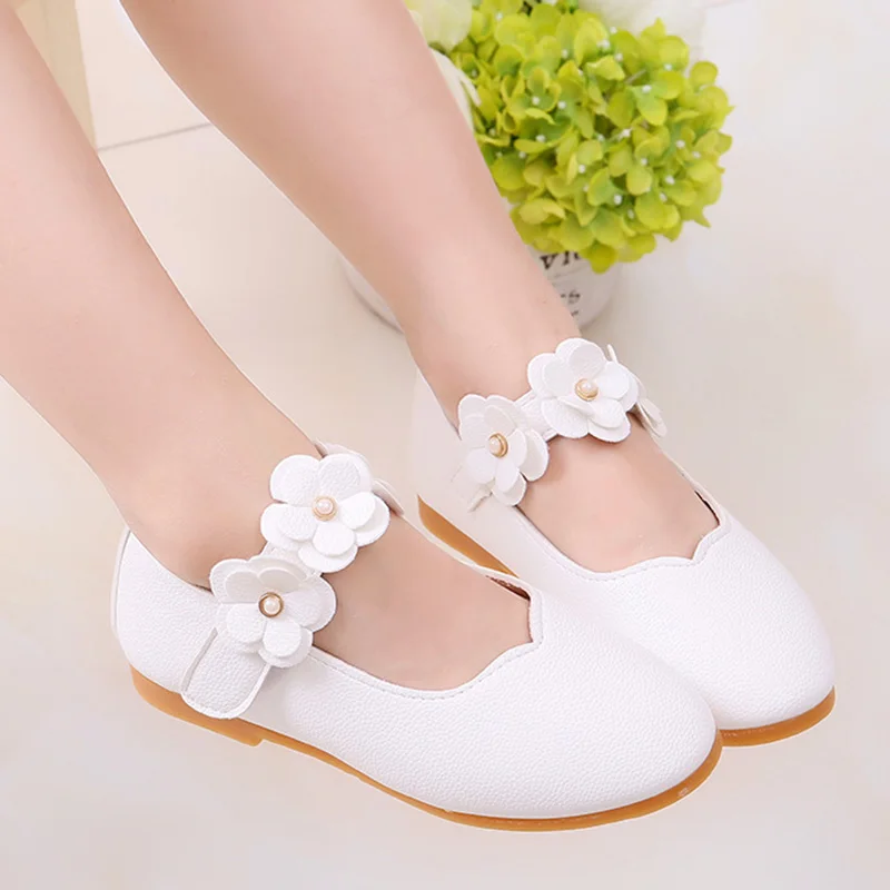 

1-11 year Leather Girls Shoes Flowers Party Shoes For Baby Princess Shoes for Kids Children Flats Dress Shoe White Sandal MCH017