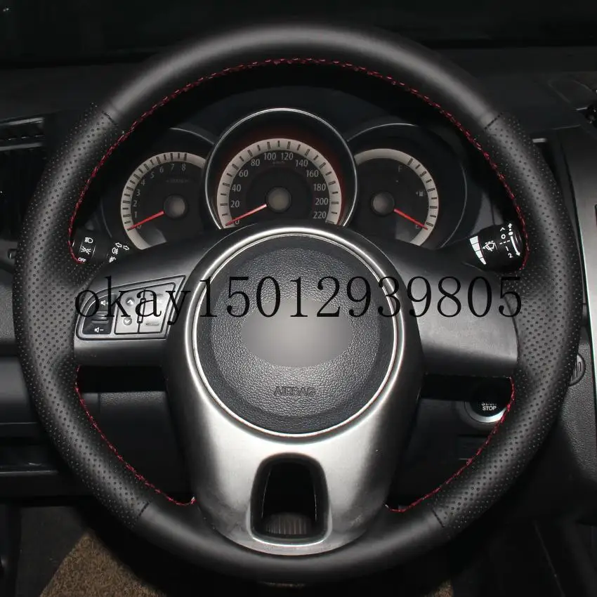 

Черный синтетический кожаный чехол рулевого колеса автомобиля для Kia Forte 2009-2014 Soul 2010-2013 Rio 2009-2011