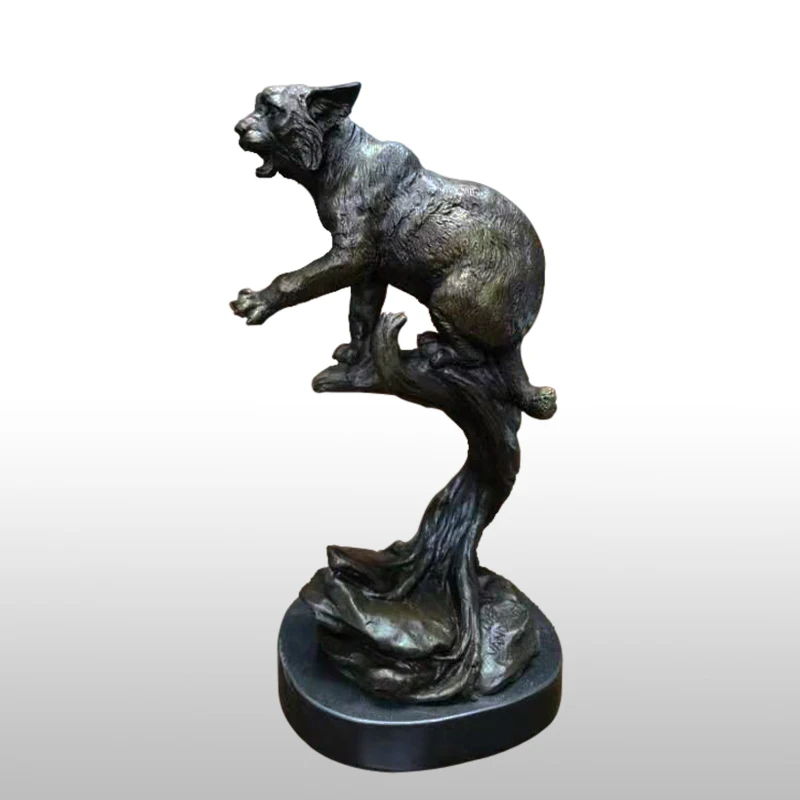 Бронзовая статуя кота статуэтка горячего литья Медная скульптура животное