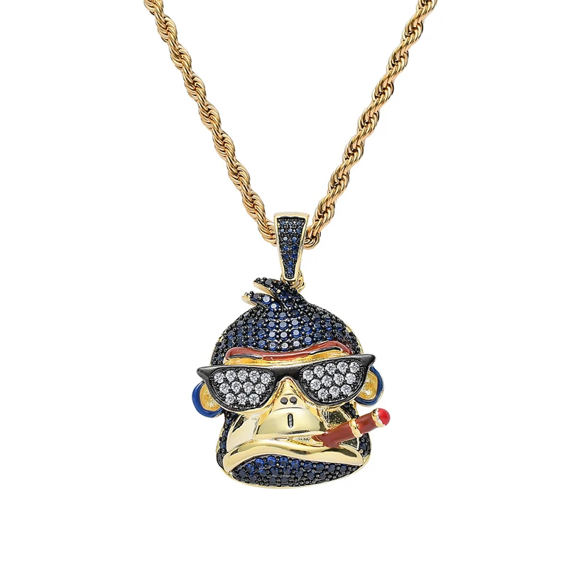 Ожерелье мужское в стиле хип-хоп с микрозакрепкой из синего фианита крутая