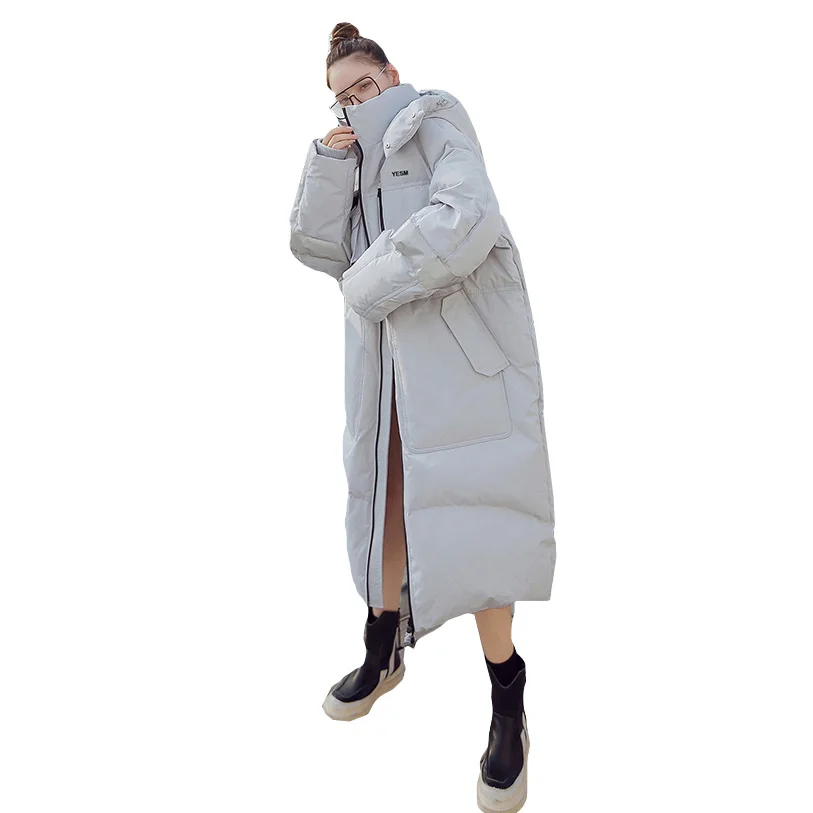 Пуховик женский зимний длинный с капюшоном свободный теплый 2021 | Женская одежда