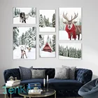 Рождественский стиль Зимний Олень Страна Чудес плакат настенное искусство холст живопись олень печать пейзаж настенная Картина декор для гостиной