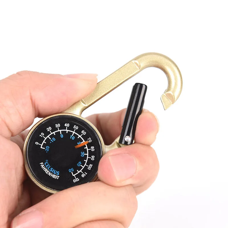 

High Quality Mini Compass + Thermometer + Snap Hook 3-in-1 Multifunctional Hiking Metal Carabiner Sensitive Guide