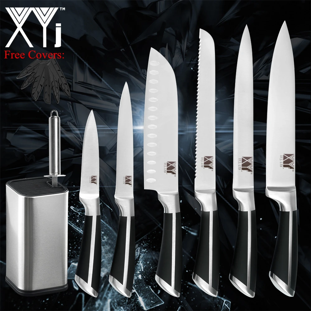 Кухонные ножи XYj 8 шт. набор ножей шеф повара дюймов хлебная нарезка 7 Santoku 5