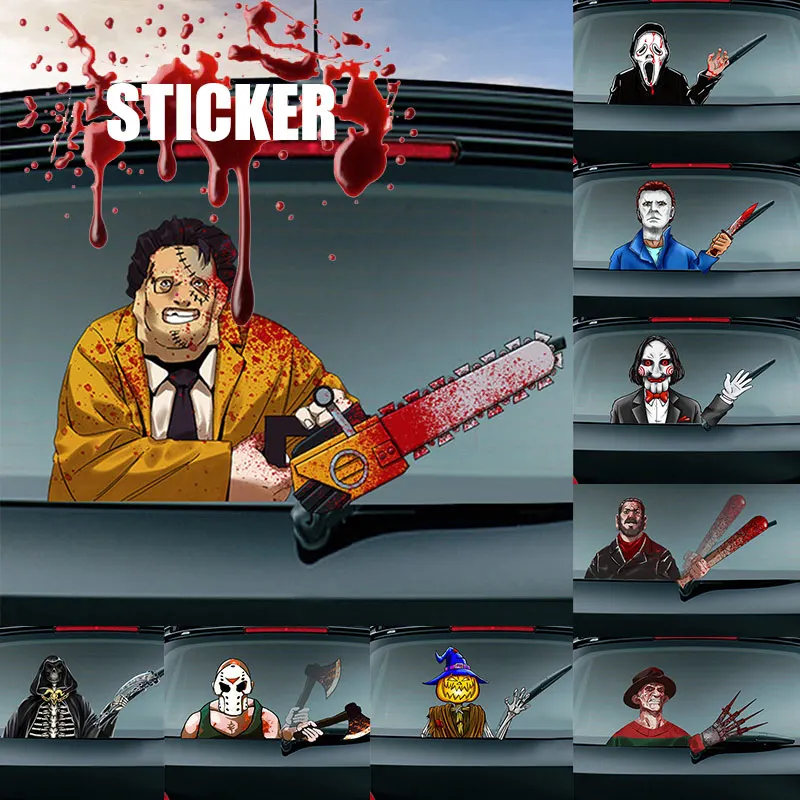 Трехмерная пугающая наклейка на тему Хэллоуина для автомобильного заднего