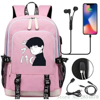 anime mob psycho 100 backpack usb laptop bags fashion men women outdoor travel shoulder bags student schoolbag bookbag