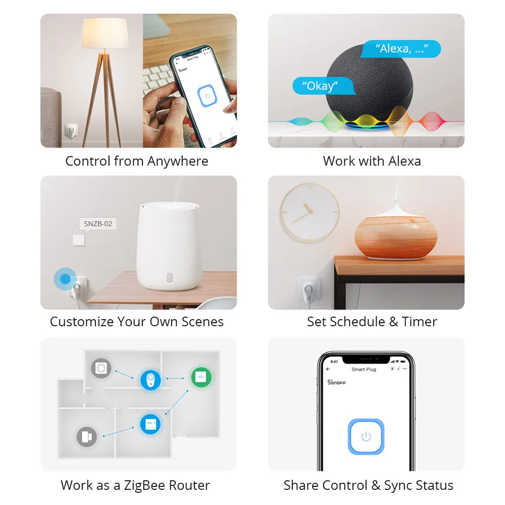 Умная вилка SONOFF S26 R2 ZigBee хаб стандарта Великобритании/DE/FR 16 А с поддержкой