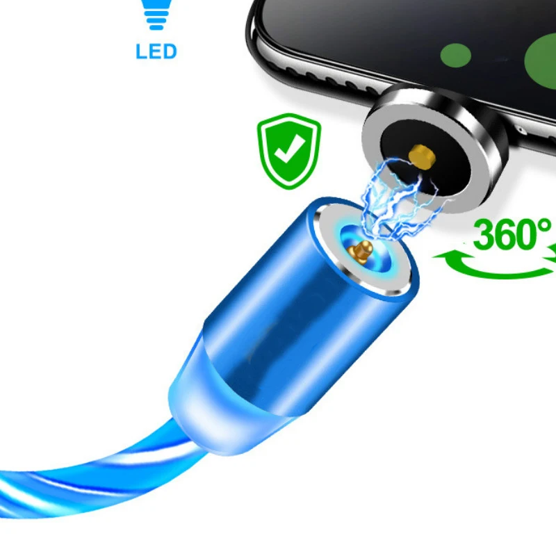 Магнитный кабель USB Type-C со светодиодной подсветкой для зарядки iPhone Huawei Samsung |