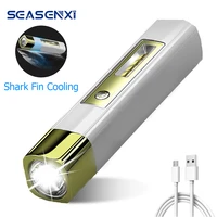 seasenxi portable mini led flashlight 4 modes light built in 18650 battery torch usb rechargeable with power bank function lamp