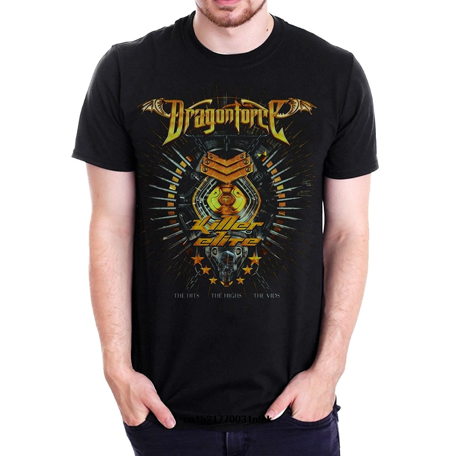 Мужская футболка Dragonforce Killer Элитная черная для британской силы с металлическим
