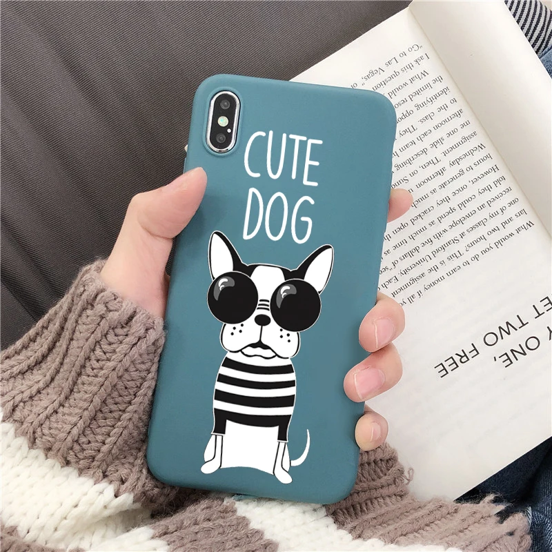 Khl-cutedog С рисунком кота из мультфильма класса люкс с принтом, мягкий из ТПУ чехол для iPhone 6 S Plus, 8, 7, 6 S, Plus, X Матовый чехол на заднюю панель для iPhone 11 Pro XS Max XR чехол для телефона, Capa - Цвет: Khl-cutedog