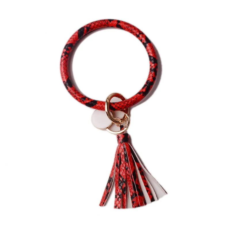 DZ0103 red Резиновые Новая мода монограмма ПУ кожа O брелок пользовательский круг браслет брелок для женщин девочек DZ0089 - Цвет: DZ0103 red