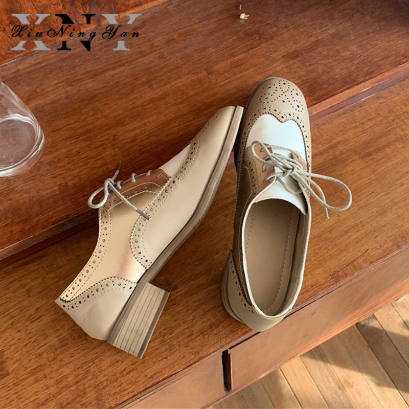 Женские оксфорды на плоской подошве XiuNingYan повседневные кроссовки из натуральной