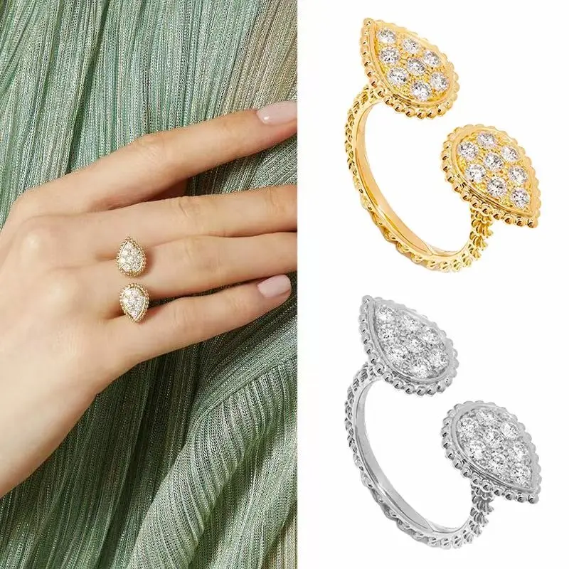 

High Quality Hot Sale Famous Brand Gold Silver Color Rings Party Jewelry For Women Europe Luxury Zircon Opening Adjustable Ring