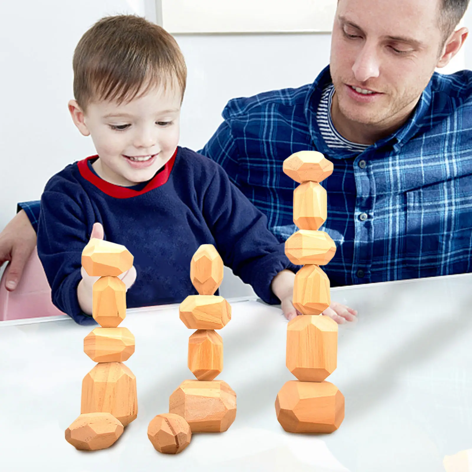 

PCS Wooden Rocks Wood Balancing Stacked Stone Educational Toy For Children W50 amicable