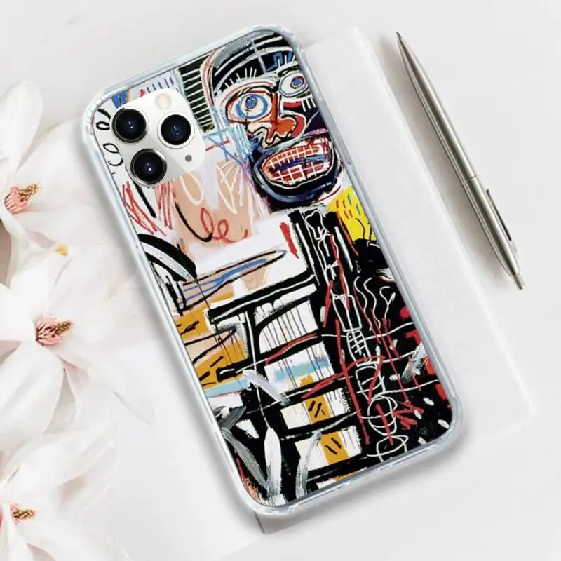 

Jean Michel Basquiat Art Graffiti Phone Case Transparent for iPhone 11 12 mini pro XS MAX 8 7 6 6S Plus X 5S SE 2020 XR