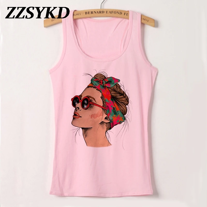 Блузка женская летняя без рукавов с принтом свободного покроя - купить по