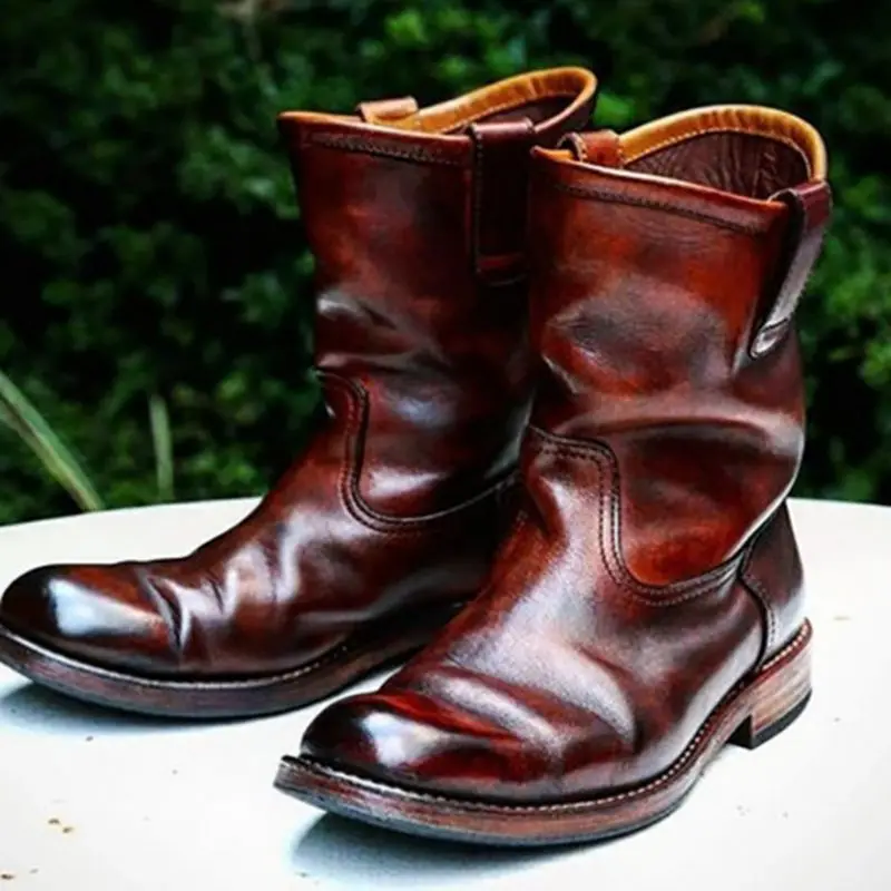 

Новинка весна-осень 2022, короткие мужские повседневные Универсальные ботинки в стиле ретро на низком квадратном каблуке