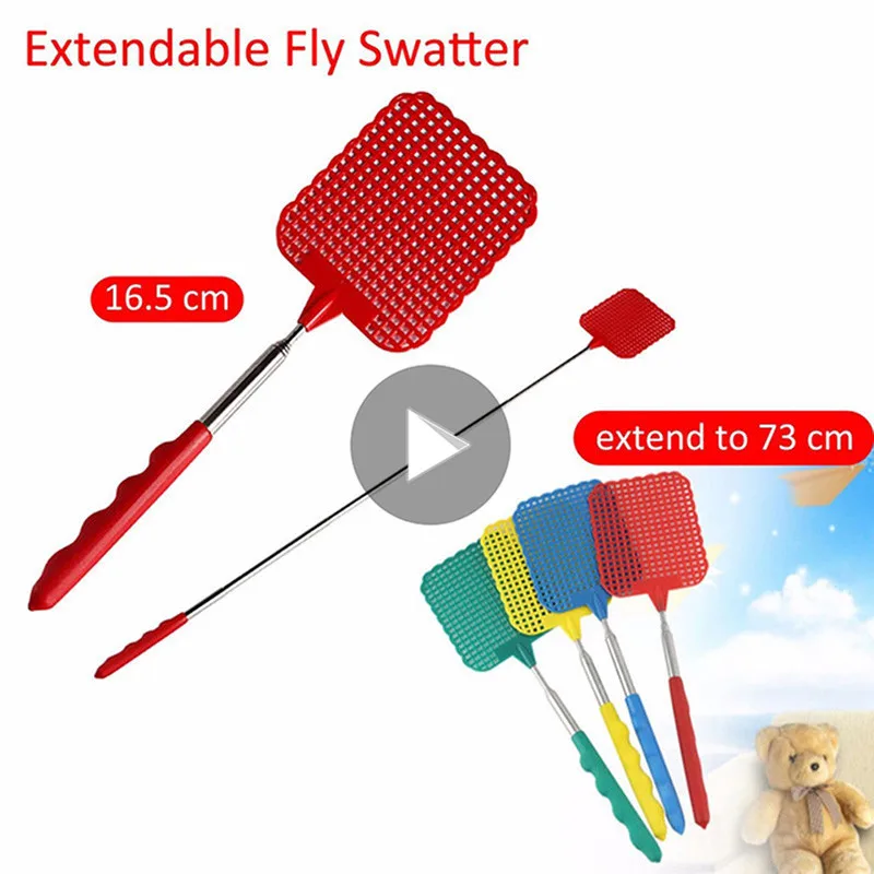 Прямая поставка пластиковая телескопическая Выдвижная мухобойка для