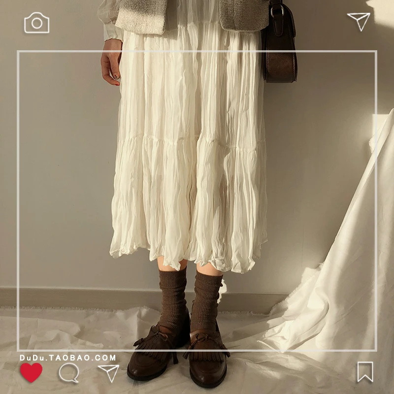 Плиссированное шифоновое платье Dreamy цельнокроеное длинное весеннее однотонное