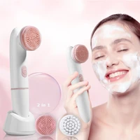 2 in 1 electric cleansing brush vibration massage deep cleansing t zone exfoliating acne facial skin care tool silicone cleaner