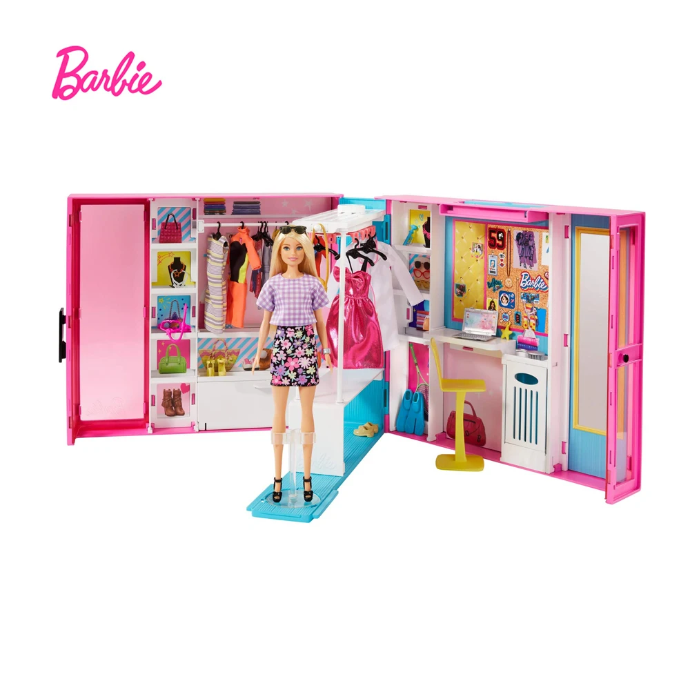 

Barbie Dream Closet with Blonde Barbie Doll 25+ Pieces Accessories Fashionista Interactive Doll Toy Holiday Gift GBK10