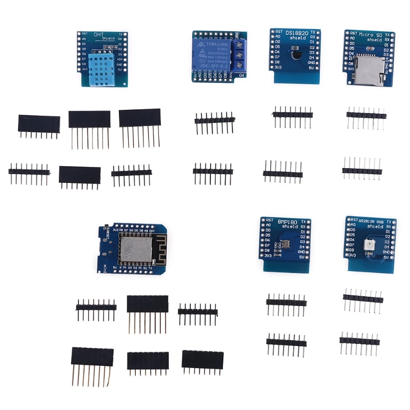

ESP8266 Pro D1 WiFi Development Board NodeMcu Lua WS2812 RGB DHT1 BMP180 LED Shield with Pins for WeMos Mini DIY Kit