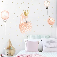 new swan wearing a crown wall stickers for kids room baby nursery wall decals girl room home decoration pvc furniture stickers