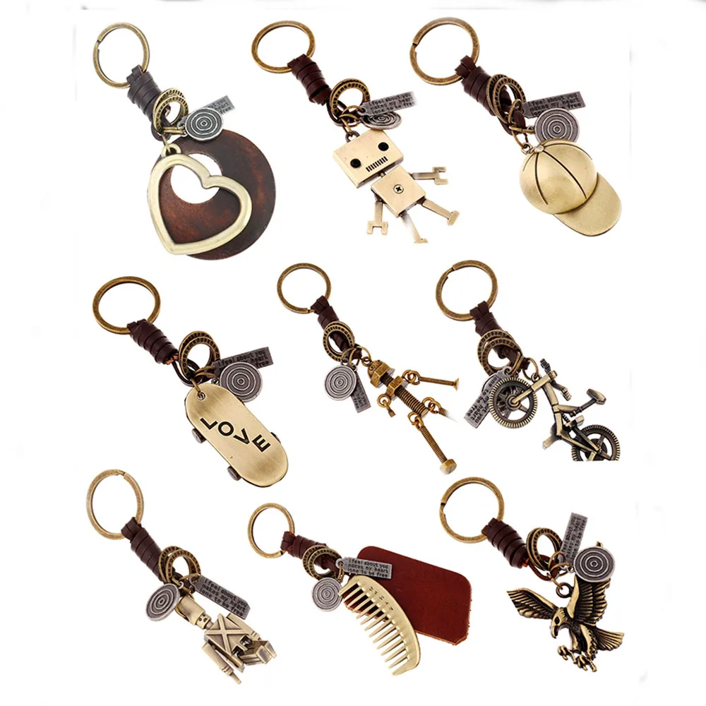 Брелок для ключей ручной работы из натуральной кожи трикотажный брелок в форме