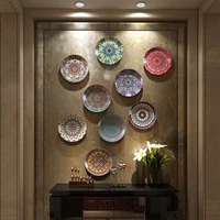 bohemian style ceramic decorative plate living room decoration sitting plate decoration background wall hanging plate