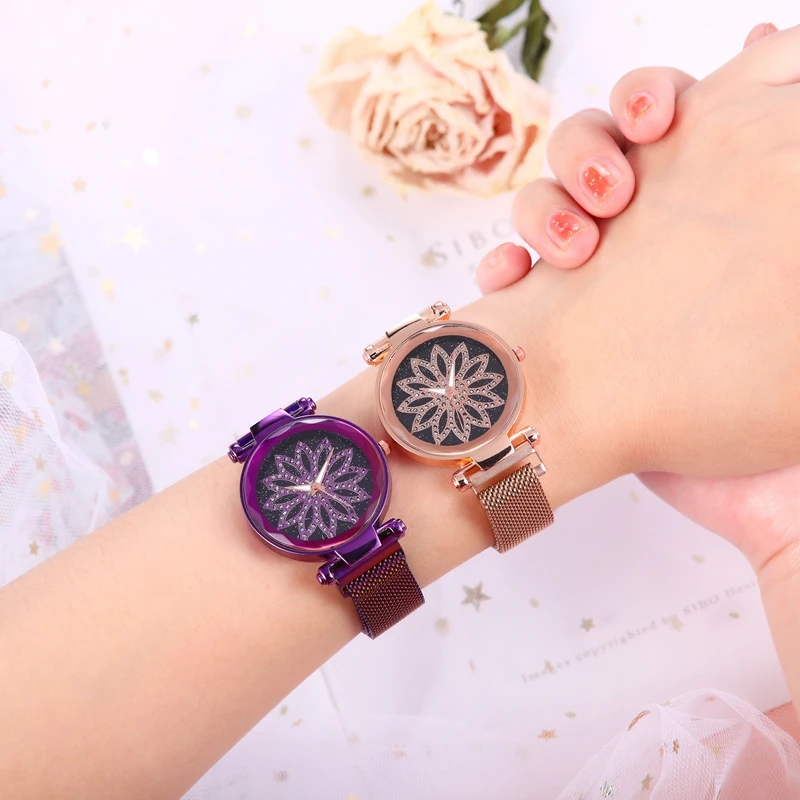 Модные женские магнитные розовые с золотыми цветами и стразами Роскошные