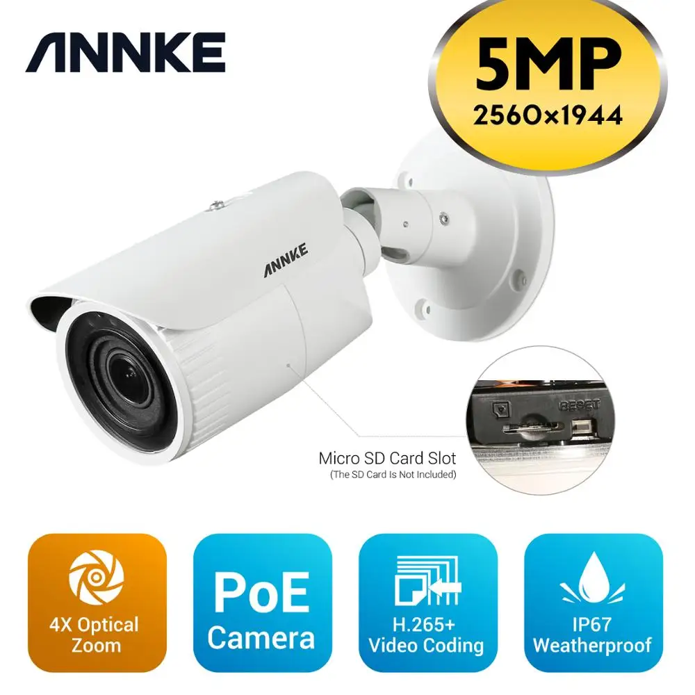 IP камера ANNKE C500 5 Мп Super HD 4X с оптическим зумом POE H.265 поддержка видеонаблюдения 128
