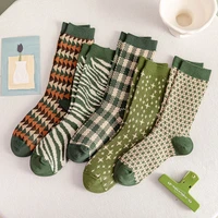 womens socks harajuku comfortable cotton knit socks checkered triangle dots zebra stars fashion casual autumn winter socks