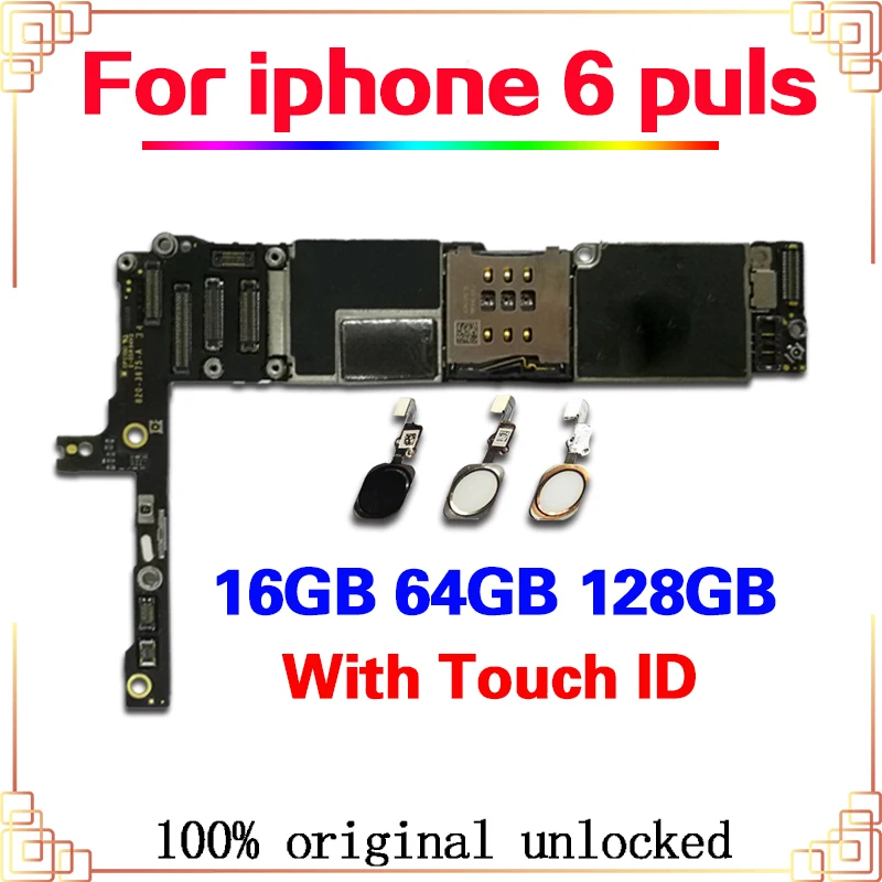16 Гб 64 Гб 128 ГБ для iphone 6 plus материнская плата разблокирована для iphone 6 P логические платы без/с сенсорным id материнская плата