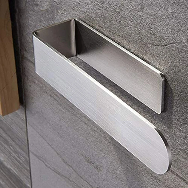 

Bathroom Wall-mounted Punch-free Stainless Steel Towel Holder Storage Shelf QXNA