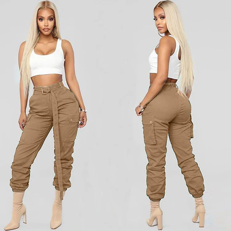 

simpel pure color pockets special design overalls high street lady fahsion skinny pants casual lady trouser