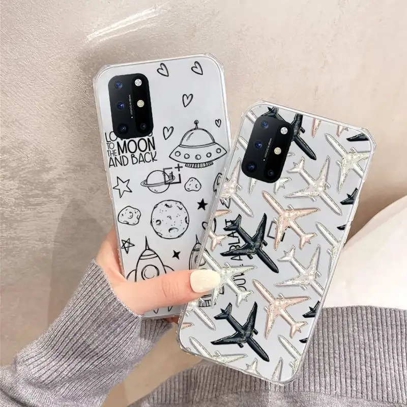 

starry universe paper plane travel map Phone Case Transparent for OnePlus 7 9 8 t pro