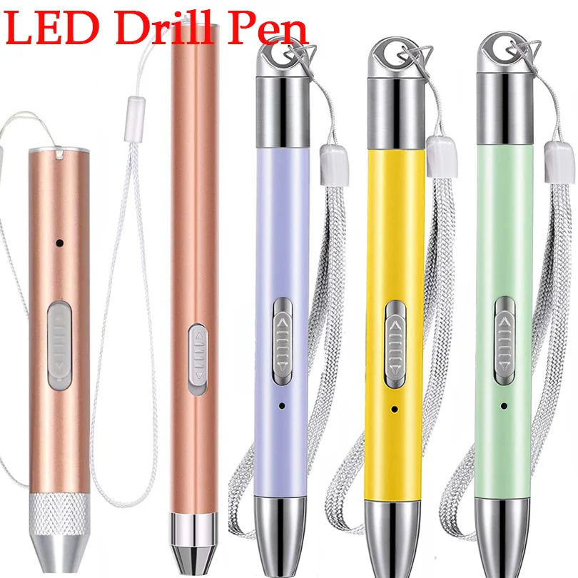 DIY Nails Painting Craft LED Lighting Point Drill Pen 5D Diamond USB Rechargeable Embroidery Accessories Suit | Дом и сад