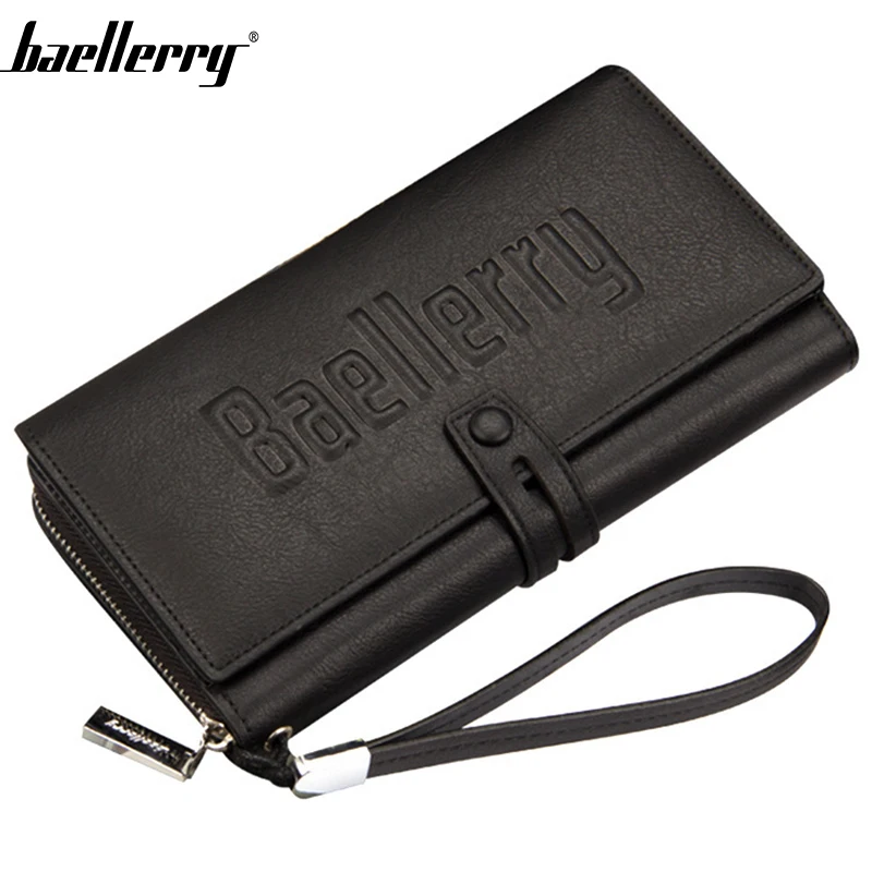 

Baellerry Men Wallets Large Capacity Cell Phone Pocket Zipper Buckle Men Clutch Bag Passcard Pocket Male Business Wallet