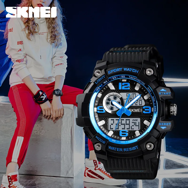 SKMEI уличные спортивные часы для мужчин и женщин большой двойной дисплей женские
