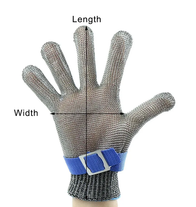 Перчатки с защитой от порезов ThreeH из нержавеющей стали с сетчатой структурой 316L уровня защиты 5 для мясника и шелушения устриц.