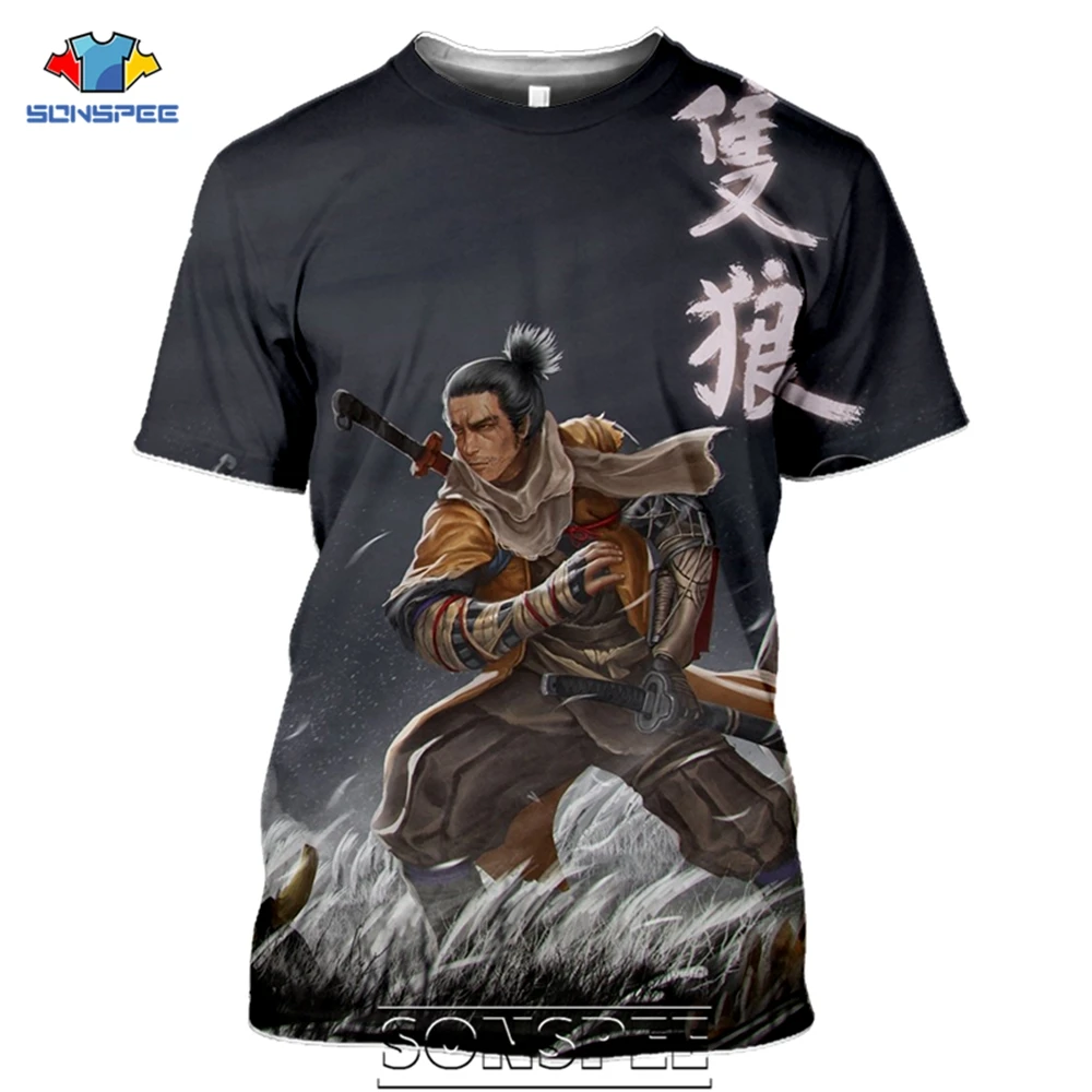 Футболка SONSPEE Sekiro Shadow Die Two мужская Повседневная Уличная одежда с 3D-принтом сакуры
