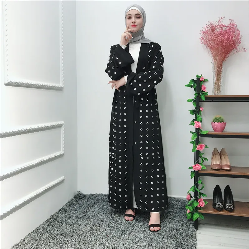 Dromiya Abaya Дубай мусульманское платье кафтан хиджаб кимоно с металлическими