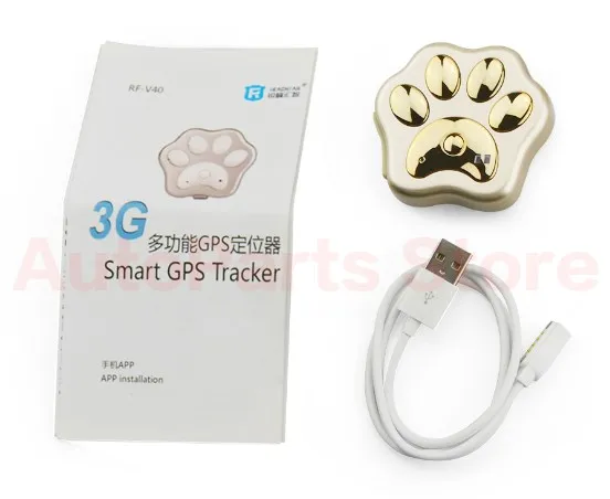 Golden without box RF-V40, 3g, IP66, водонепроницаемый, для домашних животных, анти-потеря, gps трекер, GSM, гео-забор, сигнализация, голосовой монитор, Wi-Fi, глобальная,, пожизненная дорожка - Цвет: Golden without box