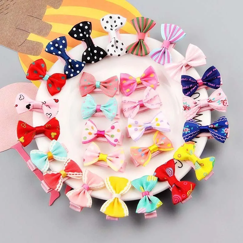 Lazo de grogr&eacute;n para ni&ntilde;a, horquilla para el pelo de beb&eacute;, pinza del pelo de lazos hechos a mano, accesorios para el cabello, 10 Uds.-0