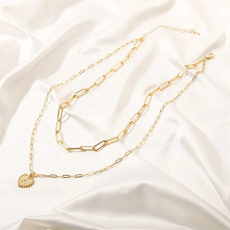 Женская двухслойная золотая цепочка в стиле бохо модная Геометрическая подвеска